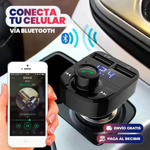 TRANSMISOR BLUETOOTH  PARA AUTO - CARGA RÁPIDA