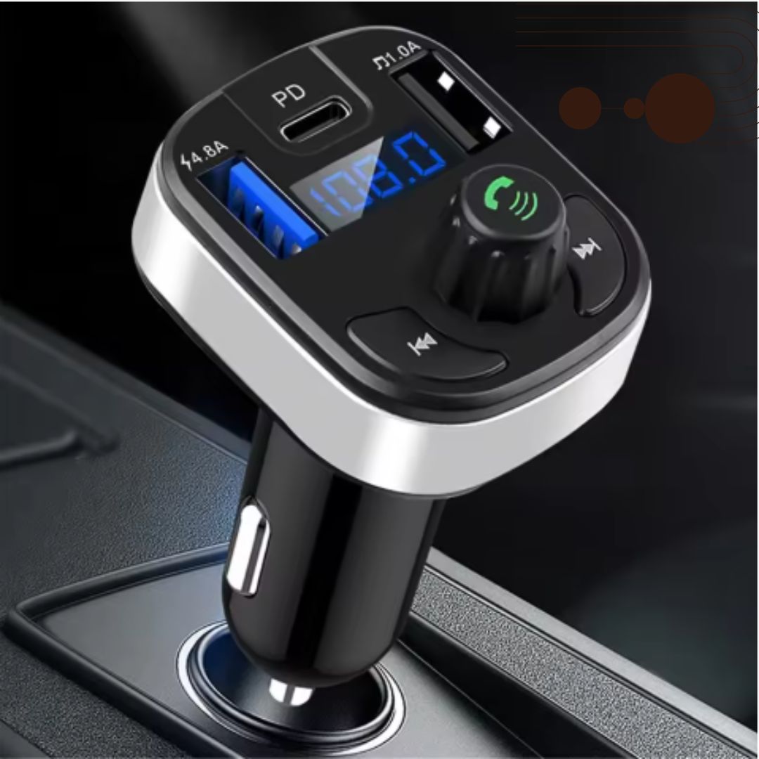 TRANSMISOR BLUETOOTH  PARA AUTO - CARGA RÁPIDA